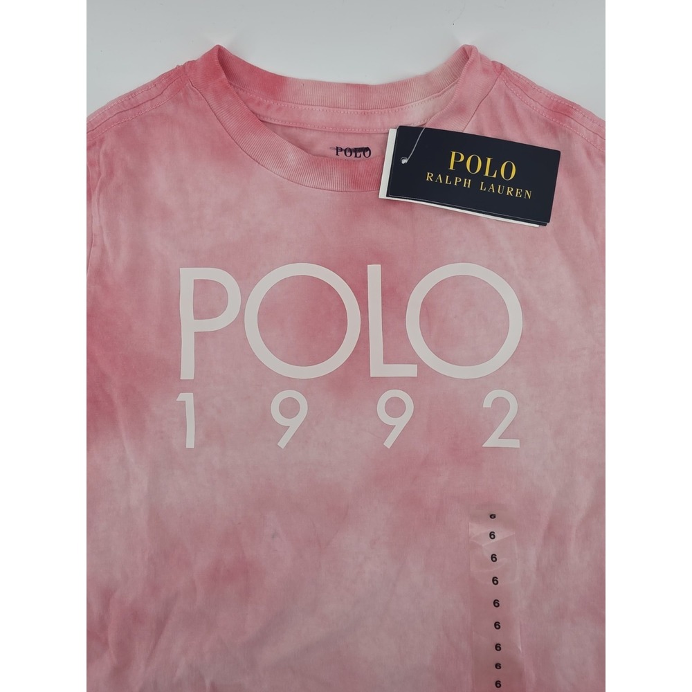 NWT Polo Ralph Lauren Little Girls Polo 1992 T-Shirt Size 6 Pink Tie Dye